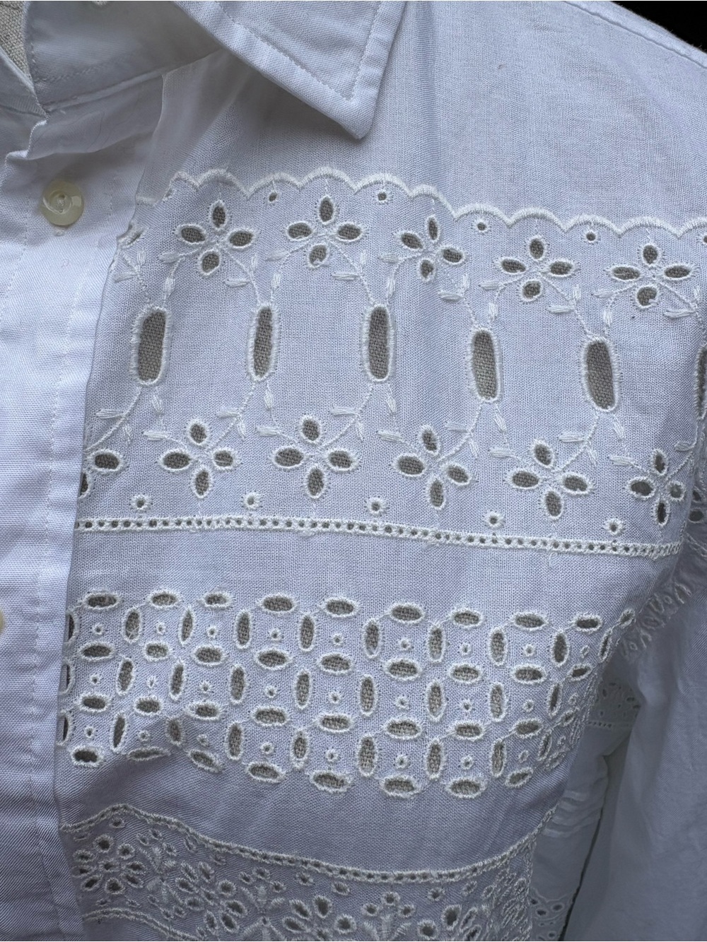 Polo Ralph Lauren White Eyelet Lace Button-Up Blouse - Picture 8 of 9